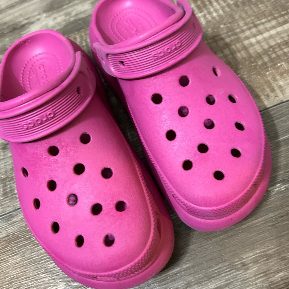Hot Pink Crocs.